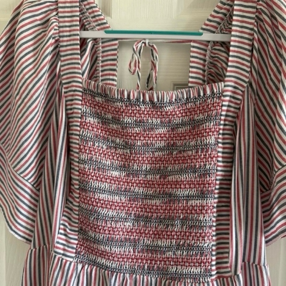 Old Navy fit & flare short sleeves striped tie-back midi dress - Picture 4 of 10